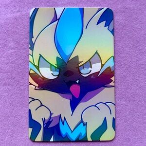 Lucario Electric Aura — Rainbow Gloss Foil Collectible Art Card ✨